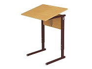 Стол с наклоном столешницы 0-35° школьный 1-местный 2-4 г/р регулируемый УСТОну1.24 (бук, м/к коричневый, прямоугольная труба)